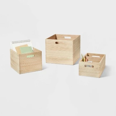 Small Decorative Light Wood Crate Natural - Brightroom™ 3 Small Decorative Light Wood Crate Natural - Brightroom™ - Image 3