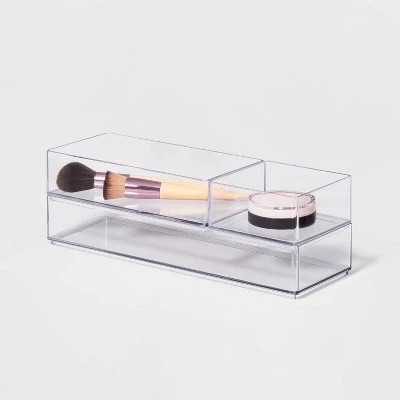 3 Bathroom Plastic Tray Beauty Organizer Set Clear - Brightroom™ 3 3 Bathroom Plastic Tray Beauty Organizer Set Clear - Brightroom™ - Image 3