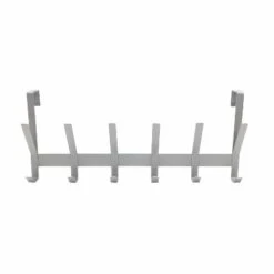 Heavy Duty Over The Door 6 Hooks Rail Matte Gray - Brightroom™