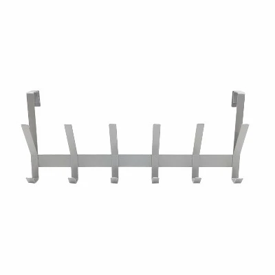 Heavy Duty Over The Door 6 Hooks Rail Matte Gray - Brightroom™ 1 Heavy Duty Over The Door 6 Hooks Rail Matte Gray - Brightroom™