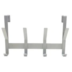 Heavy Duty Over The Door 4 Hooks Rail Matte Gray - Brightroom™
