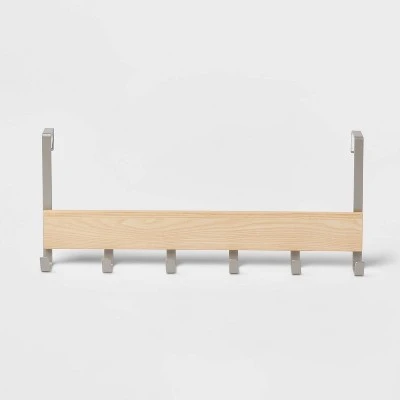 Large Over The Door Hook With Wood 6 Hooks - Brightroom™ 3 Large Over The Door Hook With Wood 6 Hooks - Brightroom™ - Image 3