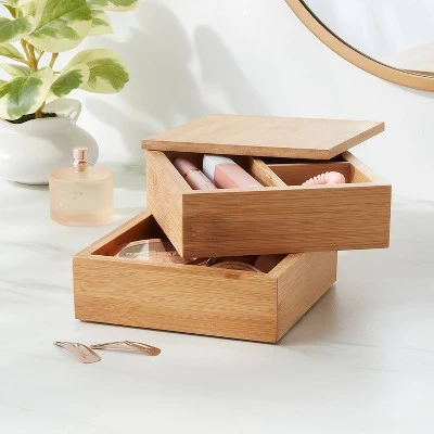6" X 6" X 4" Square Swivel Hinge Bamboo Countertop Organizer - Brightroom™ 1 6" X 6" X 4" Square Swivel Hinge Bamboo Countertop Organizer - Brightroom™