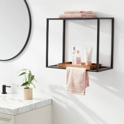 Wall Shelf Black Metal - Brightroom™ 1 Wall Shelf Black Metal - Brightroom™