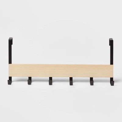 Large Over The Door Hook With Wood 6 Hooks - Brightroom™ 4 Large Over The Door Hook With Wood 6 Hooks - Brightroom™ - Image 4