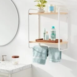 Wood Wall Shelf White Metal - Brightroom™