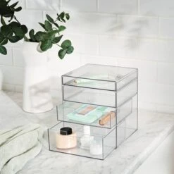 4 Drawer Stackable Countertop Organizer Clear - Brightroom™