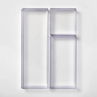 3 Bathroom Plastic Tray Beauty Organizer Set Clear - Brightroom™ 2 3 Bathroom Plastic Tray Beauty Organizer Set Clear - Brightroom™ - Image 2