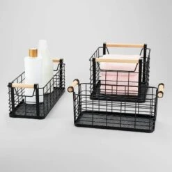 Rectangular Wire Natural Wood Handles Basket - Brightroom™ -Brightroom Homeware GUEST ab19b57b a6b9 48e1 bff9 9f5ba2d2135a