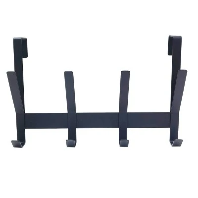 Heavy Duty Over The Door 4 Hooks Rail Matte Black - Brightroom™ 1 Heavy Duty Over The Door 4 Hooks Rail Matte Black - Brightroom™