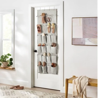 Over The Door 24 Pocket Mesh Shoe Organizer Light Gray - Brightroom™ 1 Over The Door 24 Pocket Mesh Shoe Organizer Light Gray - Brightroom™