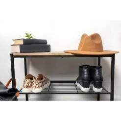 3 Tier Shoe Rack Black Metal With Natural Wood - Brightroom™ -Brightroom Homeware GUEST c78940d7 09ac 4528 9c99 1acfbc7d38b2