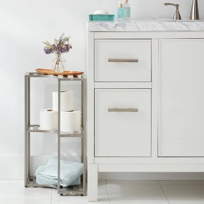 Small Space Storage Cabinet Brushed Nickel Metal - Brightroom™ 1 Small Space Storage Cabinet Brushed Nickel Metal - Brightroom™