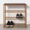 4 Tier Shoe Rack Brass With Walnut Wood - Brightroom™